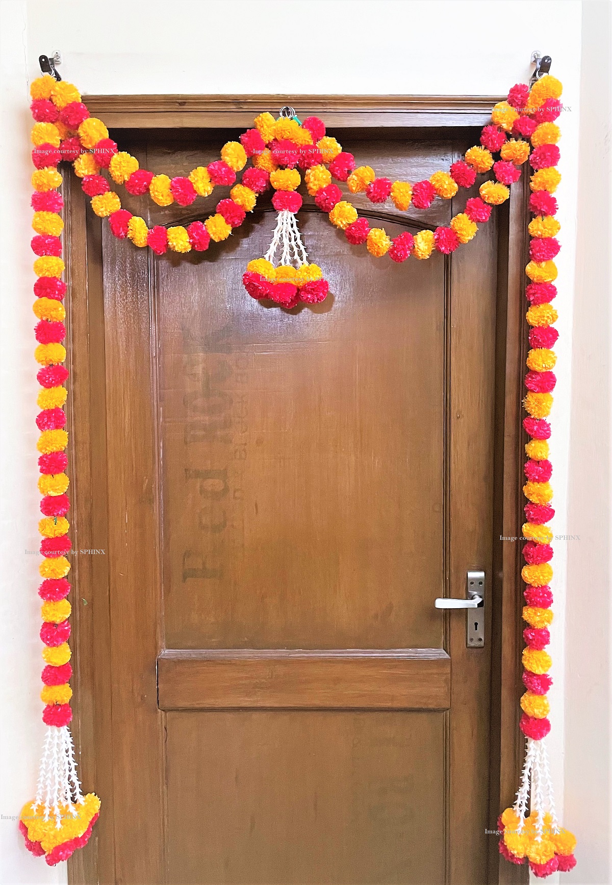 ARTIFICIAL MARIGOLD FLUFFY FLOWERS AND TUBEROSE(RAJNIGANDHA) DOOR TORAN SET/DOOR HANGINGS