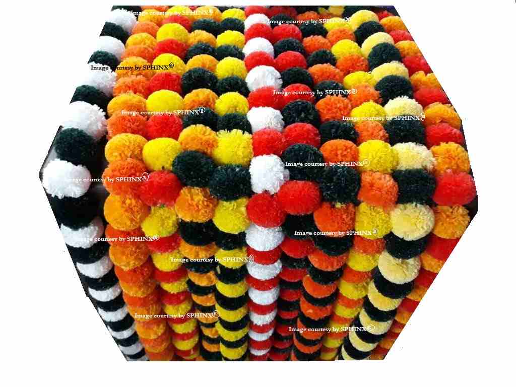 RTIFICIAL MARIGOLD FLUFFY FLOWER LONG GARLANDS/TORANS – CUSTOMIZED SIZES & COLORS OPTIONS