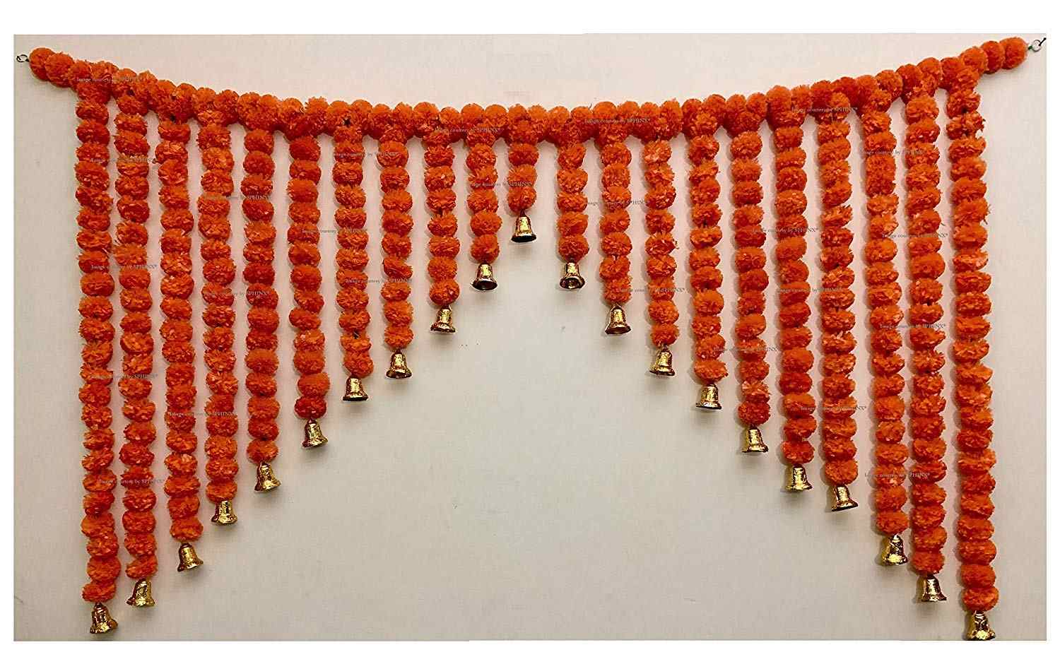 SPHINX ARTIFICIAL MARIGOLD FLUFFY FLOWERS GRAND ENTRANCE/SHAMIYANA/MANDAP TORAN FOR DECORATION – APPROX. 6 X 4 FT – DARK ORANGE
