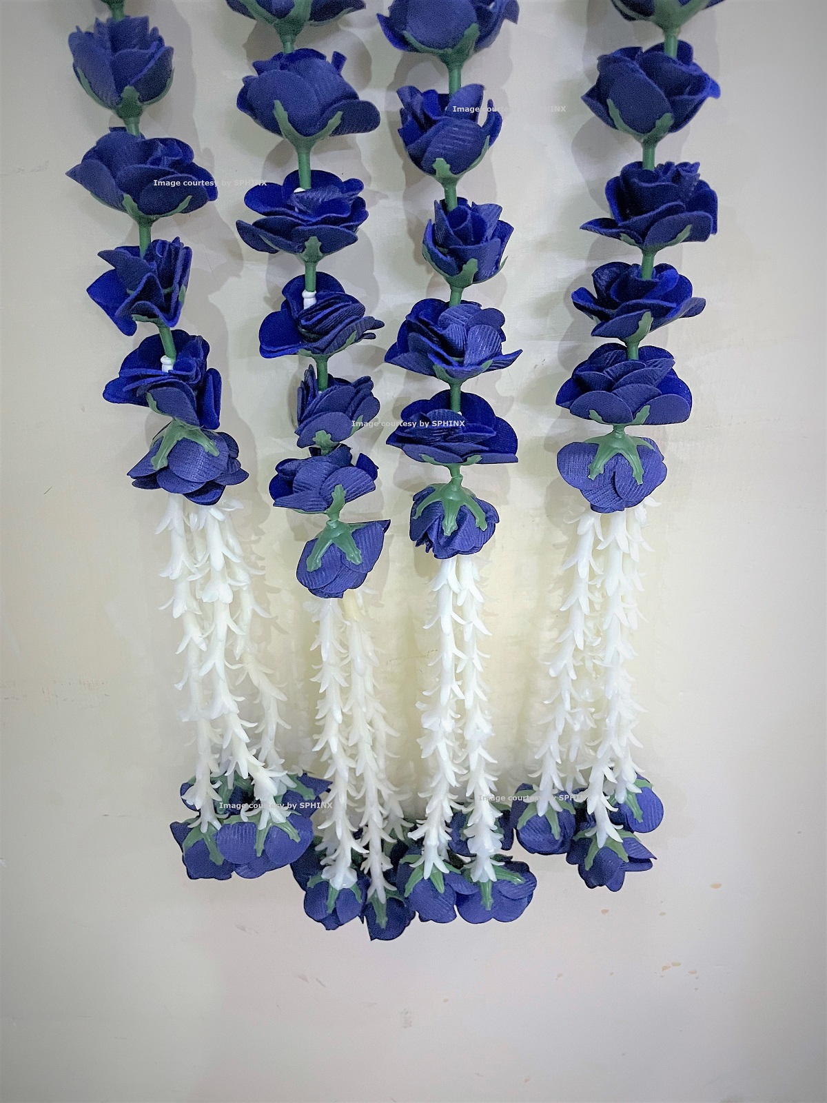 ARTIFICIAL VELVET ROSES AND CLUSTERED TUBEROSE (RAJNIGANDHA) GARLANDS