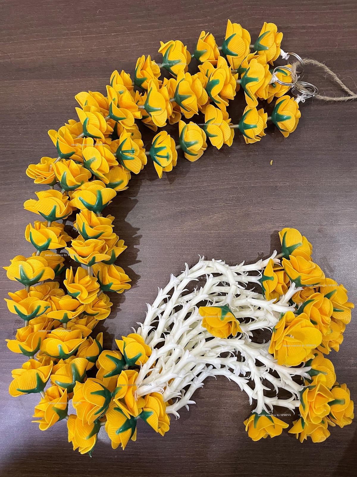 ARTIFICIAL VELVET ROSES AND CLUSTERED TUBEROSE (RAJNIGANDHA) GARLANDS