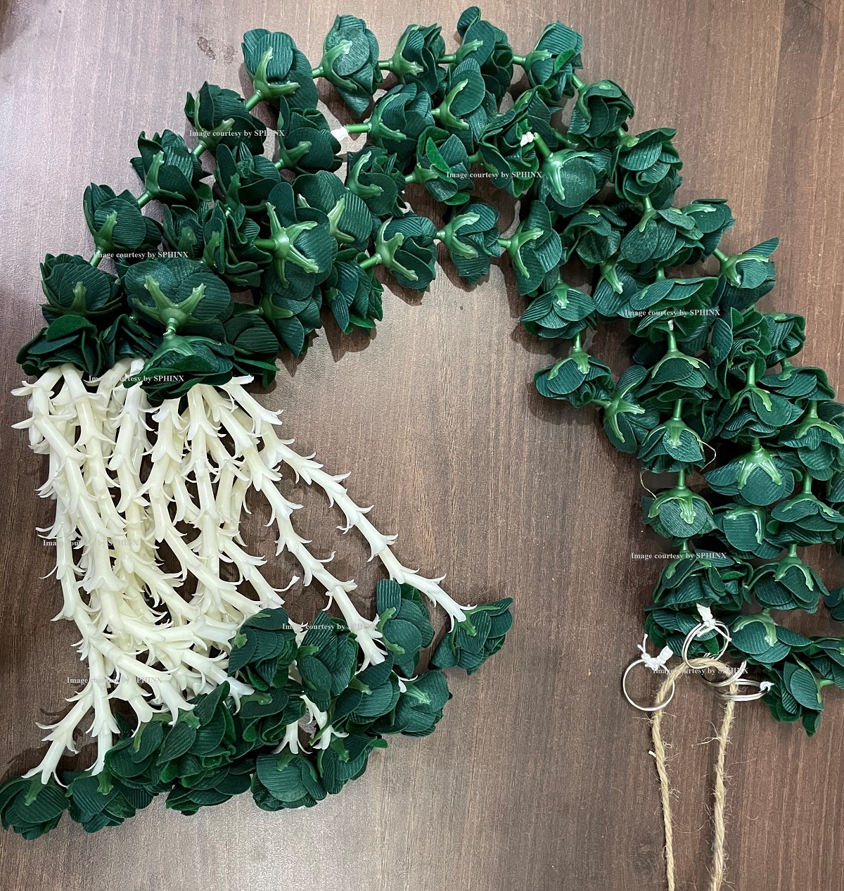 ARTIFICIAL VELVET ROSES AND CLUSTERED TUBEROSE (RAJNIGANDHA) GARLANDS